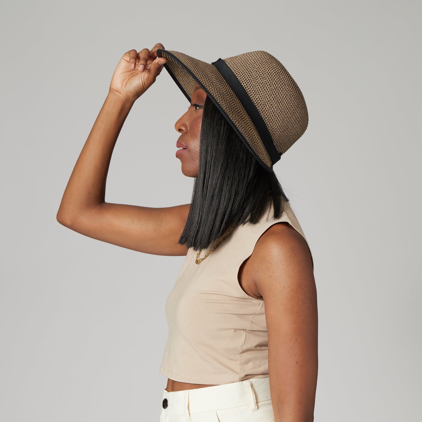 Women's Ultrabraid Round Crown Face Saver Sun Hat with Grosgrain Ribbon and Velcro Back Closure
