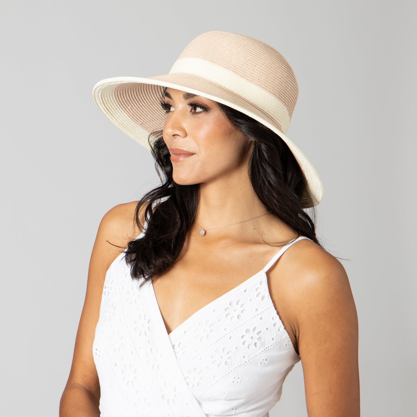 Women's Water Repellent Striped Cloche - Blush