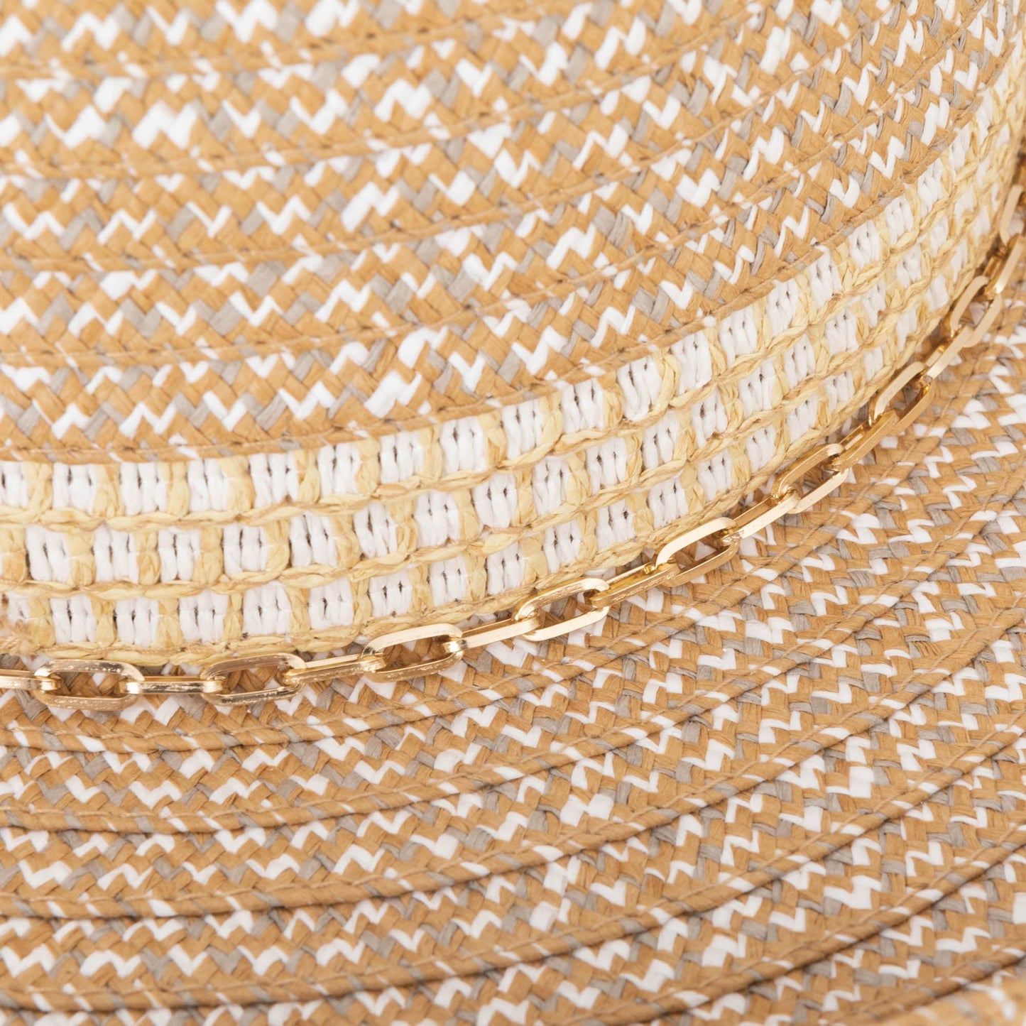 Cora - Women's Ultrabraid Turned Up Kettle Brim with Gold Chain Trim