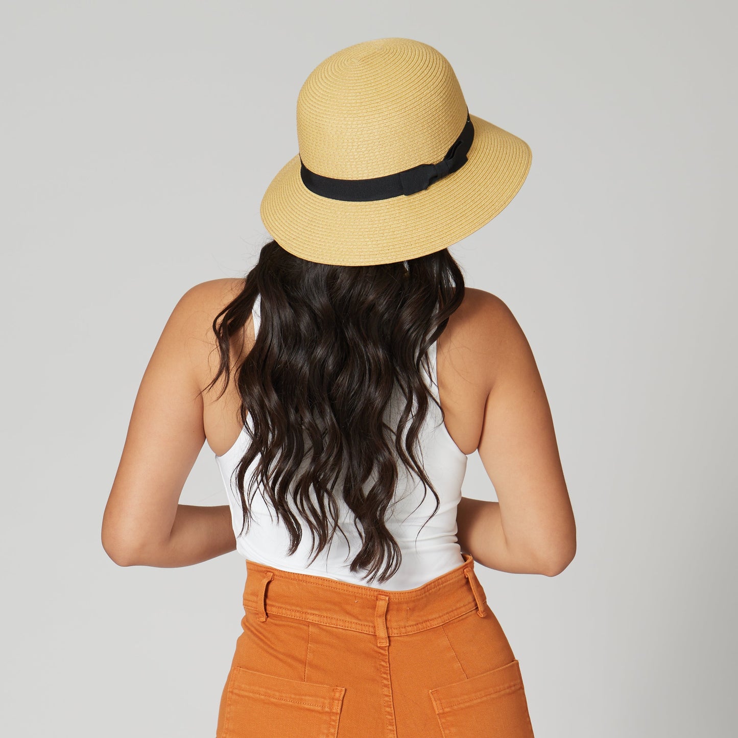 Women's ultrabraid cloche with grosgrain bow trim