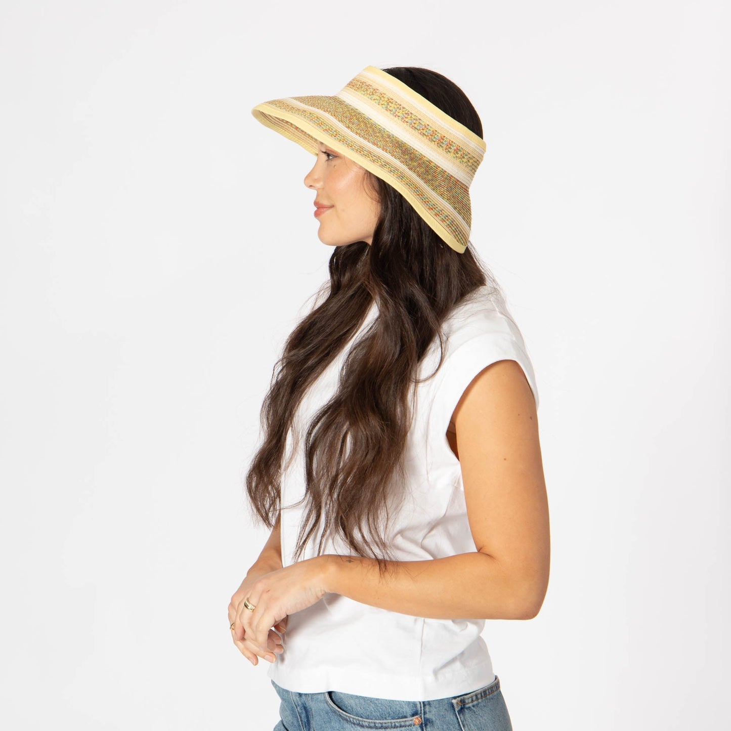 Women's Neutral Colored Ultrabraided Large Brim Packable Visor (UBV2004)