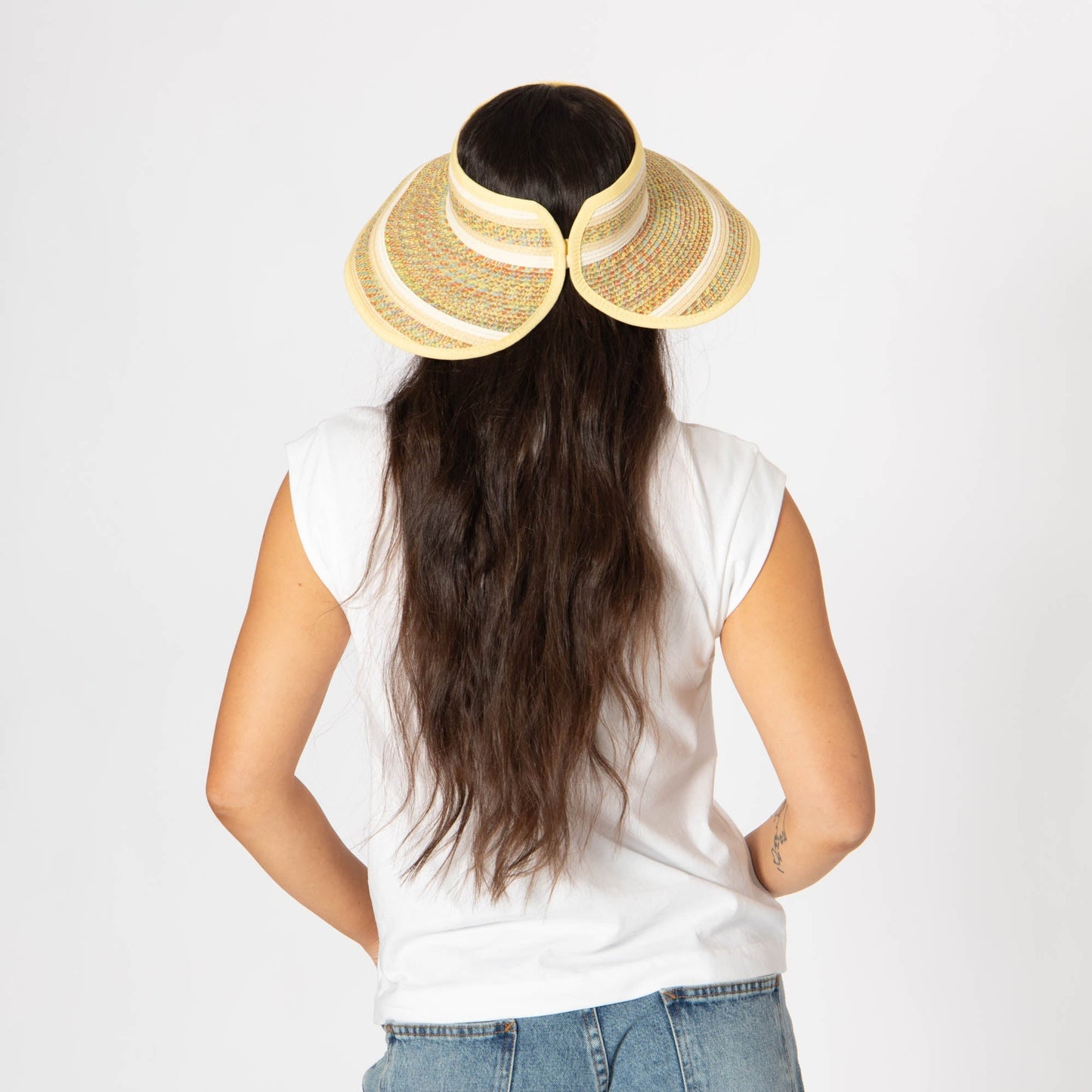 Women's Neutral Colored Ultrabraided Large Brim Packable Visor (UBV2004)
