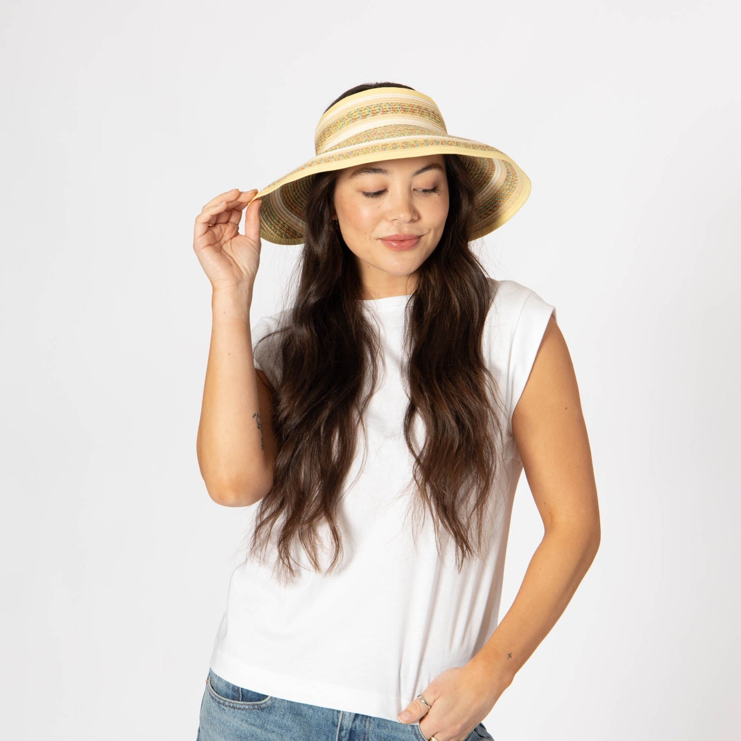 Women's Neutral Colored Ultrabraided Large Brim Packable Visor (UBV2004)