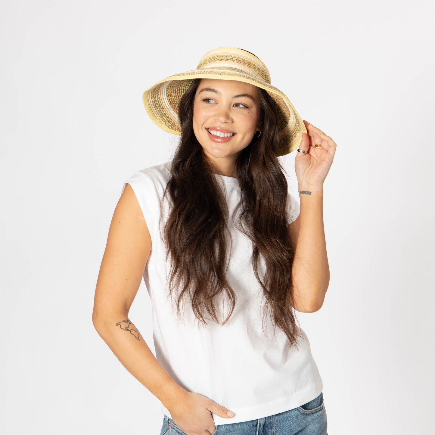 Women's Neutral Colored Ultrabraided Large Brim Packable Visor (UBV2004)
