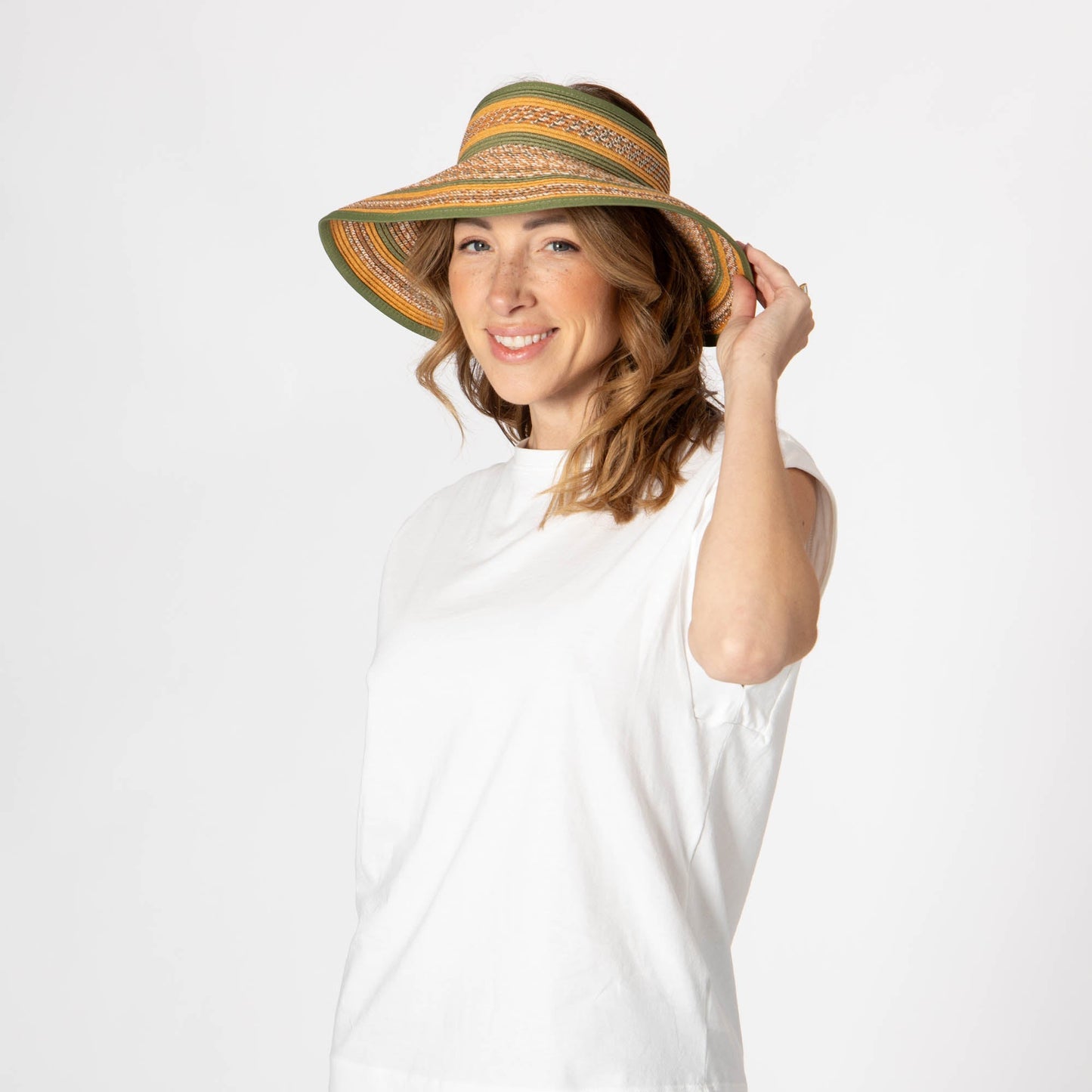 Women's Neutral Colored Ultrabraided Large Brim Packable Visor (UBV2004)