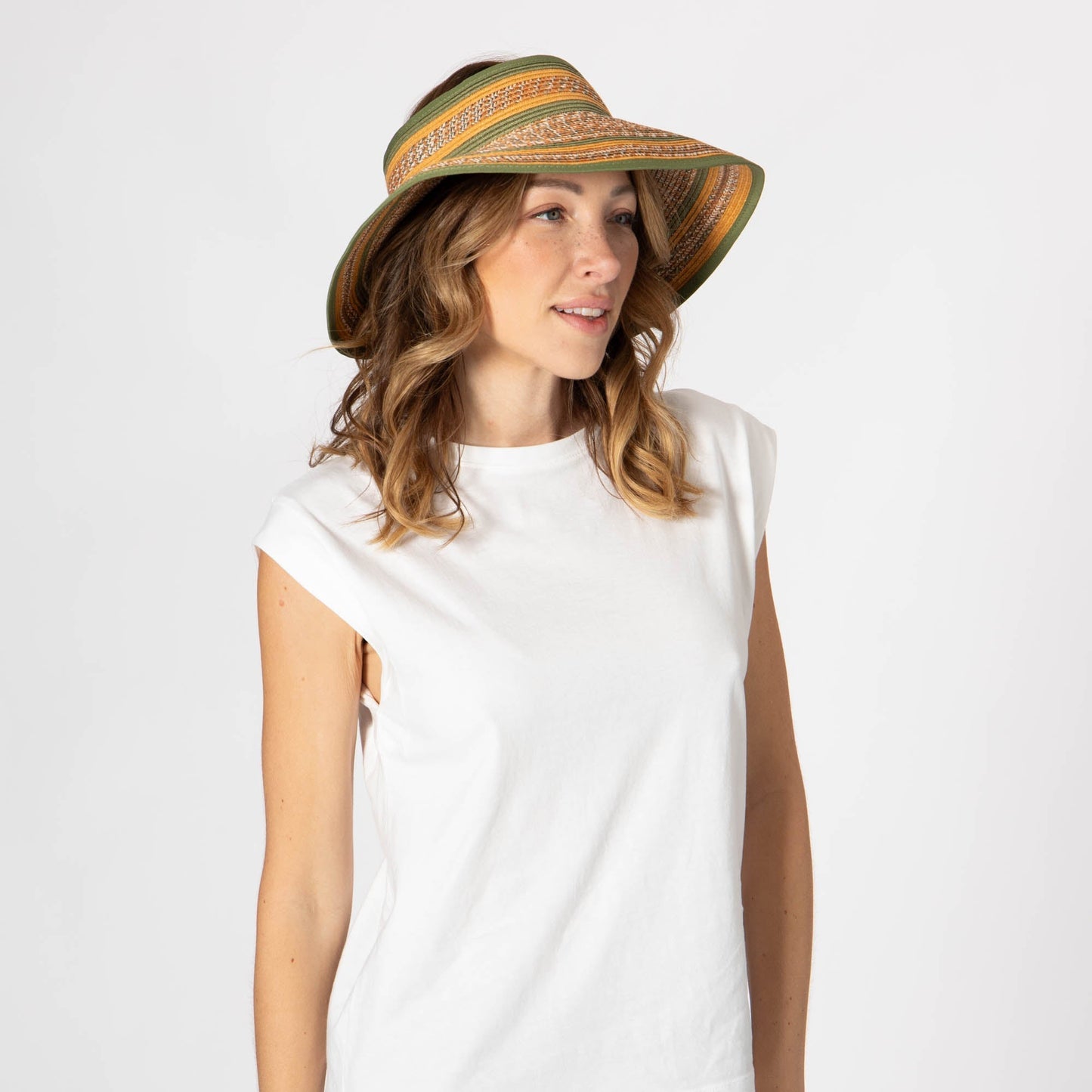 Women's Neutral Colored Ultrabraided Large Brim Packable Visor (UBV2004)