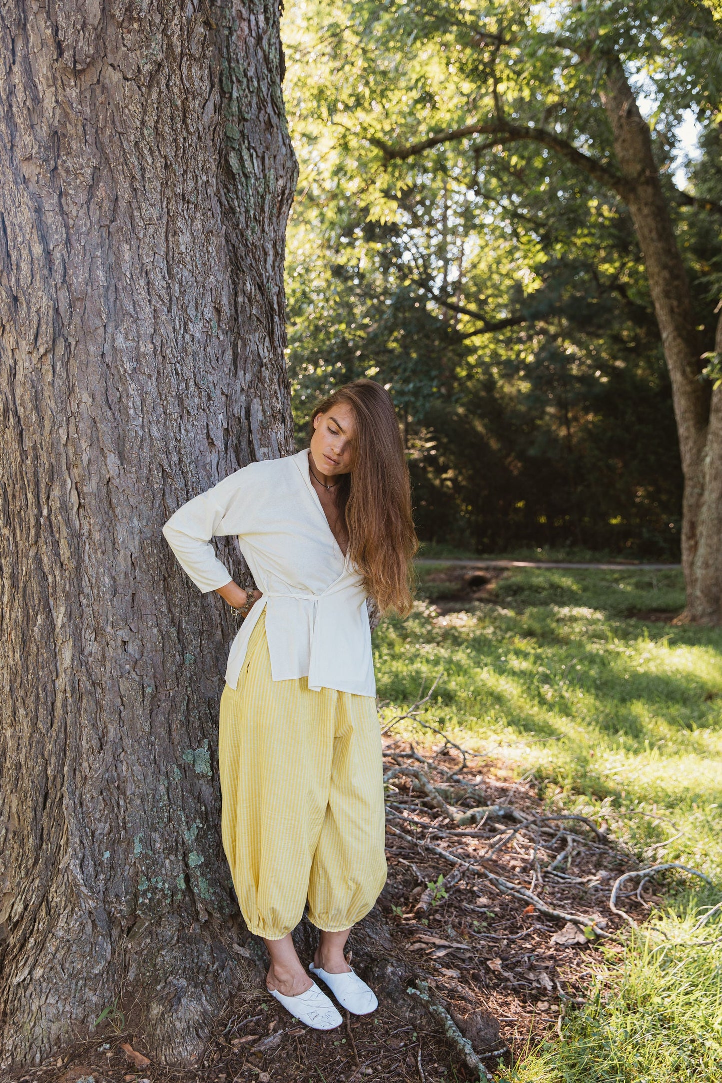 Handwoven Silk & Cotton Stripe Tulip Pant