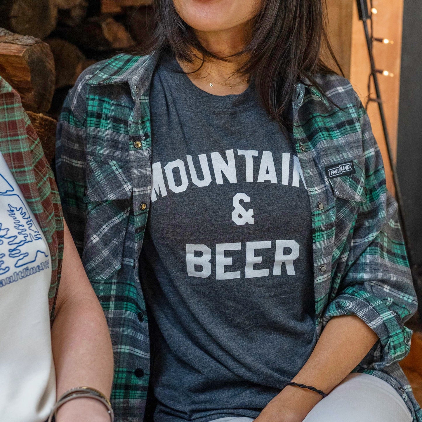 Women's Mountains & Beer Tee - Charcoal
