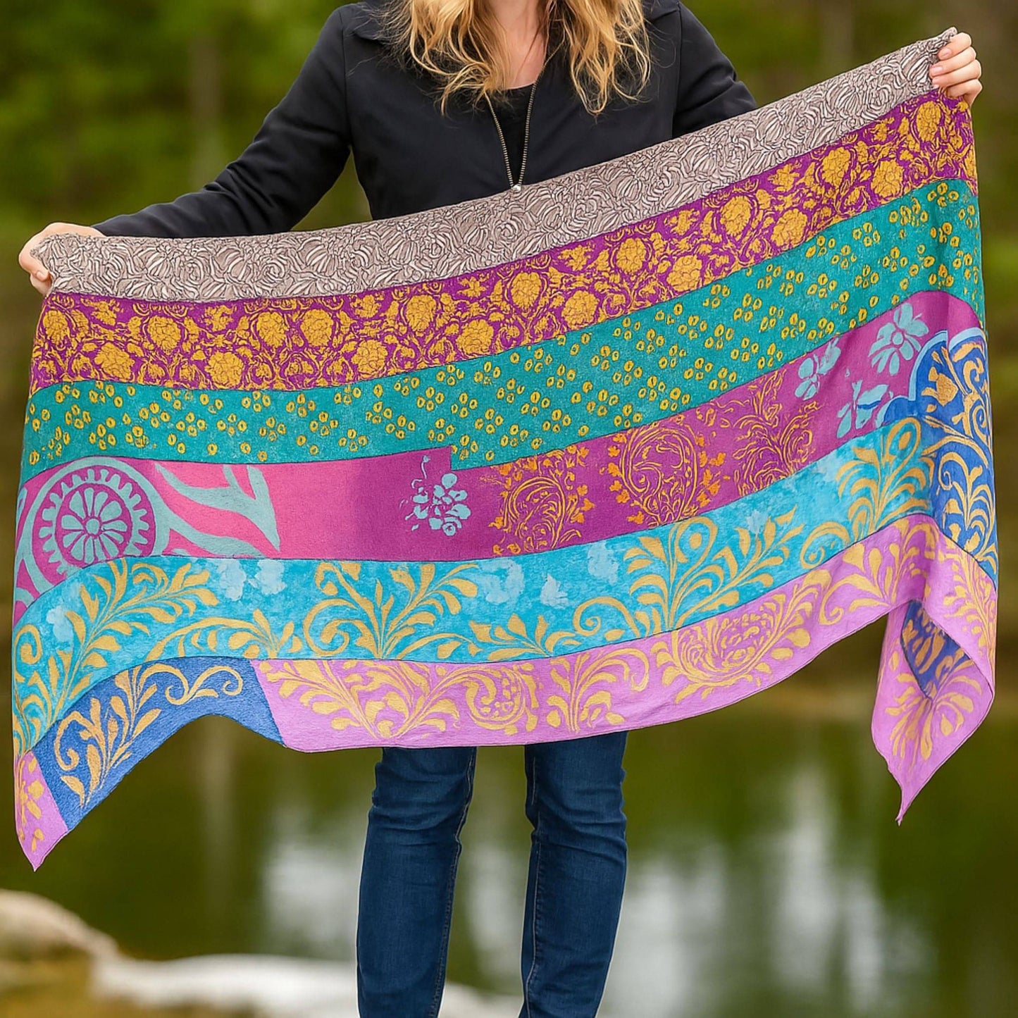 Reclaimed Sari Medley Scarf