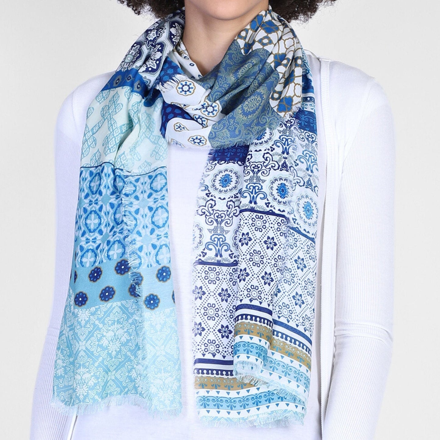 Santorini Patterned Wrap - Blue Multi