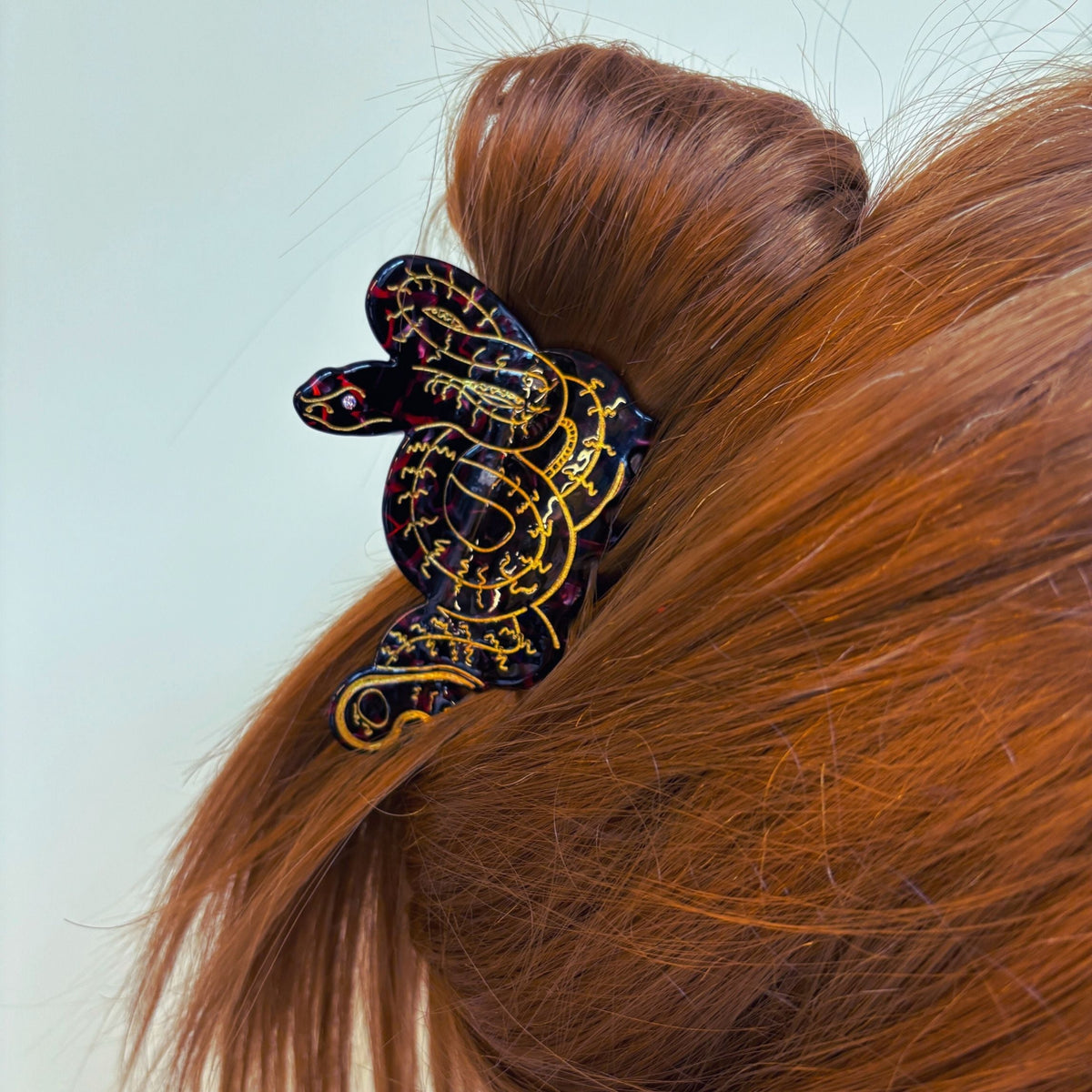 Velvet Claws Coiled Snake Claw in Brown Gold and Red Hair Clip