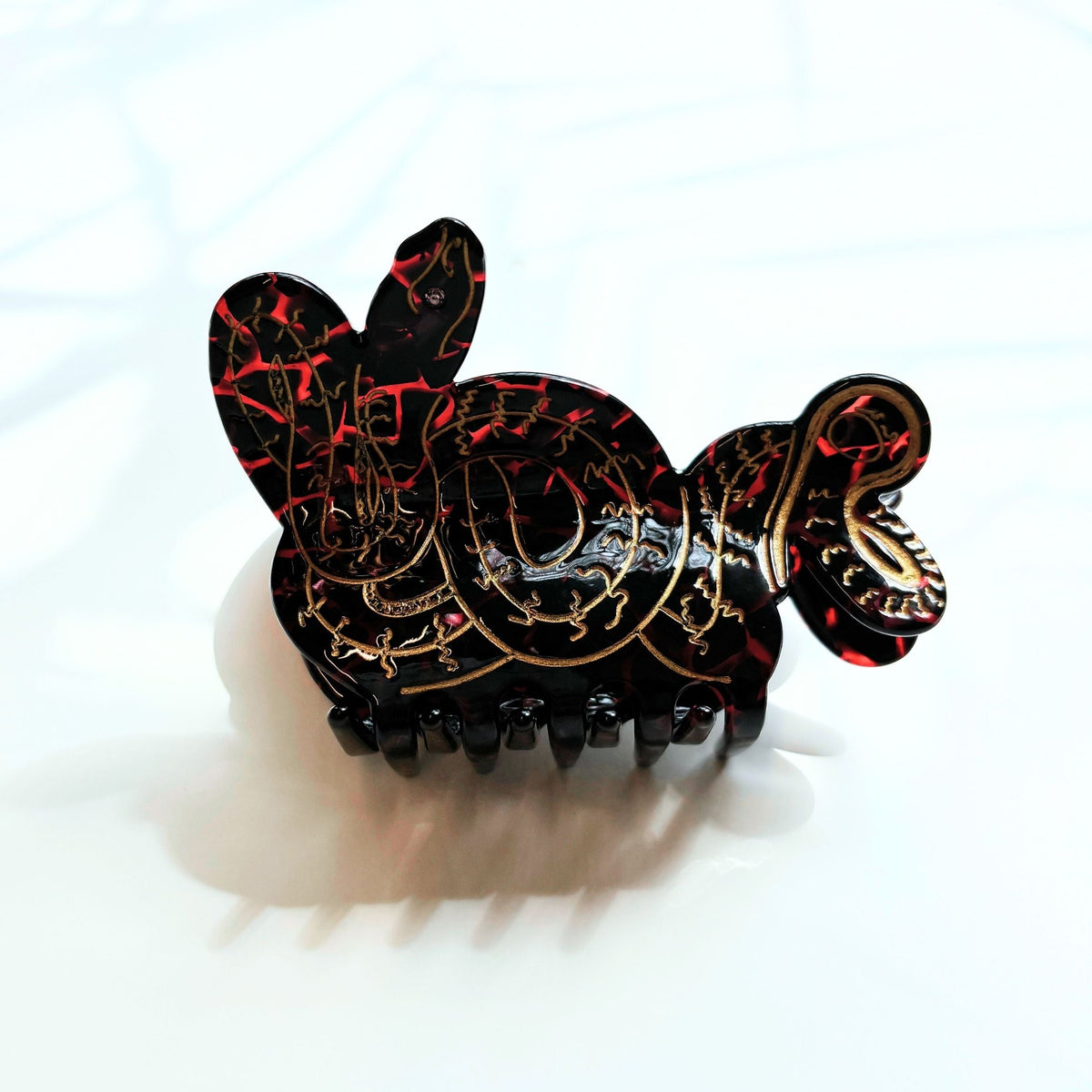 Velvet Claws Coiled Snake Claw in Brown Gold and Red Hair Clip