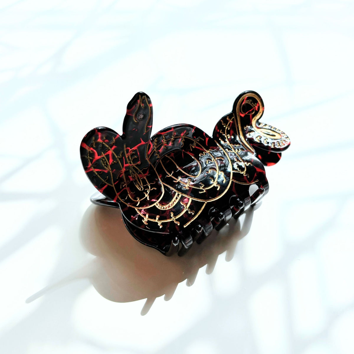 Velvet Claws Coiled Snake Claw in Brown Gold and Red Hair Clip
