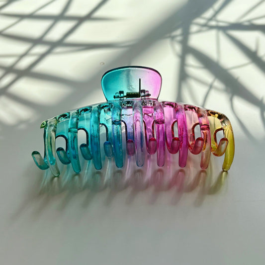 Velvet Claws Hair Claw | The Lobster in Glossy Translucent Rainbow | Claw Clip in Velvet Travel Bag