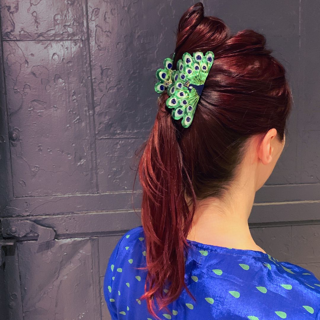 Velvet Claws Hair Clip | Gorgeous Peacock Hair Claw