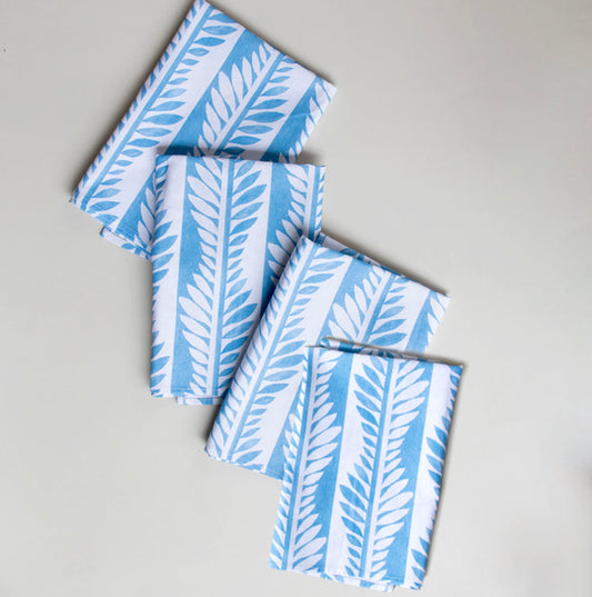 Blue Modern Vines Organic Napkins, 4-pack