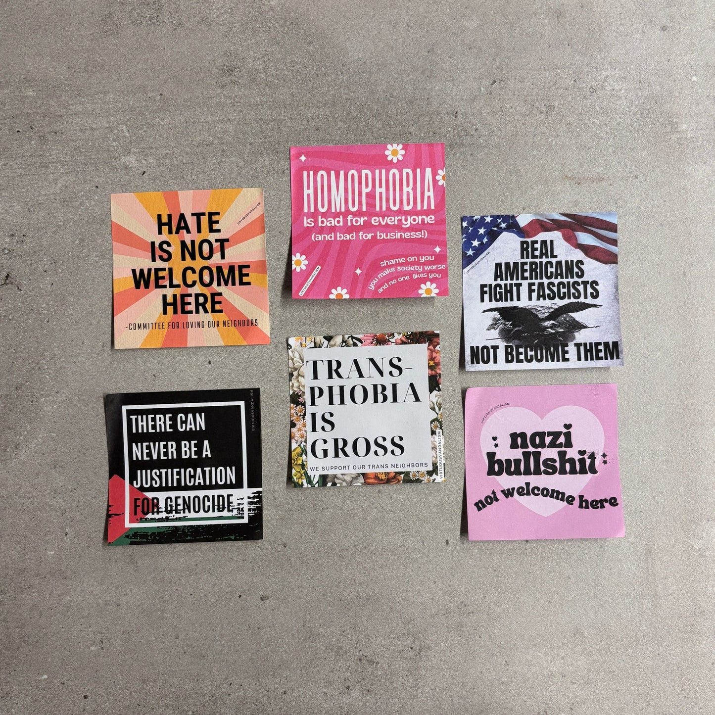 Virtuous Vandalism “There Can Never Be a Justification for Genocide” Sticky Notes 3" x 3" Pack of 50 | Combat and Cover Offensive Public Messages with Adhesive Protest Notes
