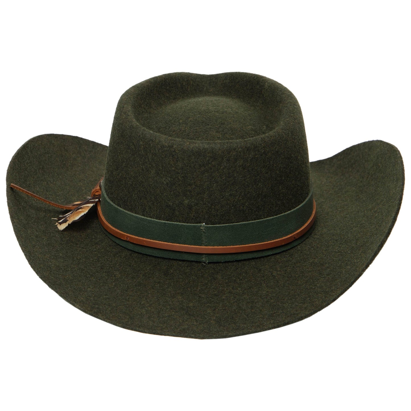 Wool Cowboy Hat with Pinch Crown and Feather by FRYE