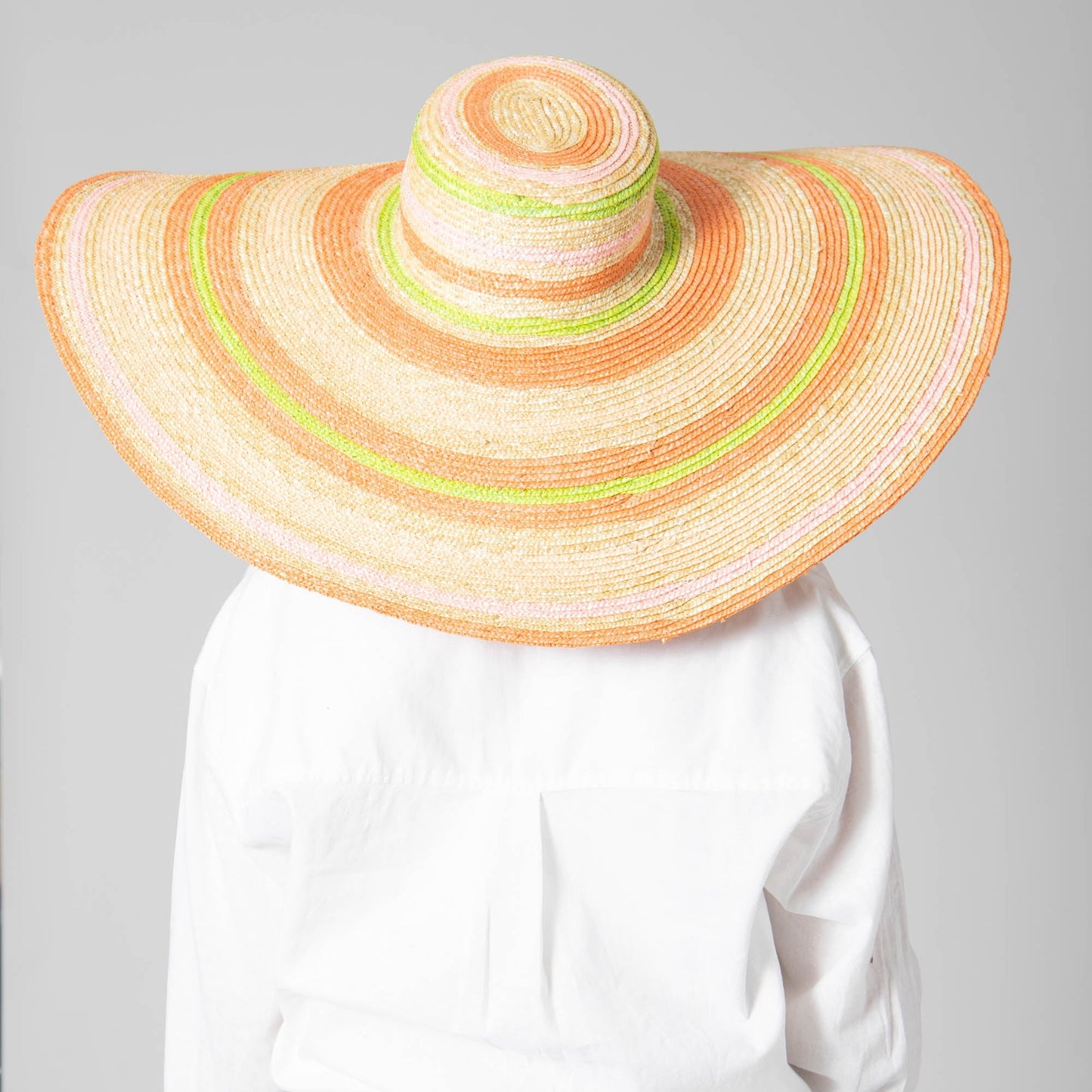 On Multi Holiday - Wheat Straw Stripe Wide Brim Sun Hat