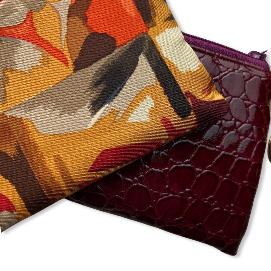 Au Fils du Temps Logo Vintage Silk Scarf Wristlet Bag