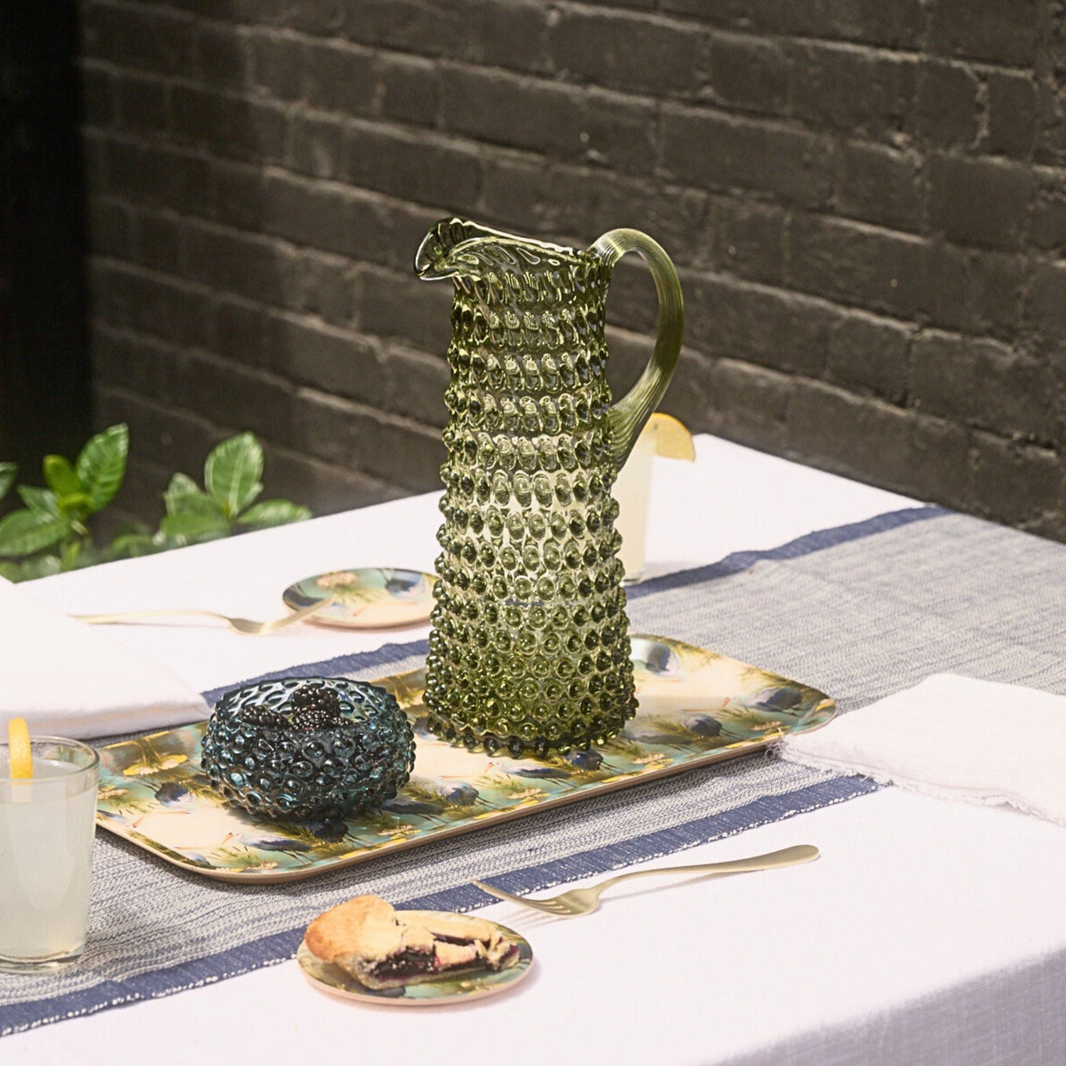 Hobnail Jug - Tall - Moss Green