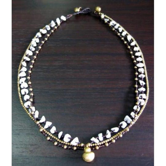 White Stone with Bell Necklace - Thailand