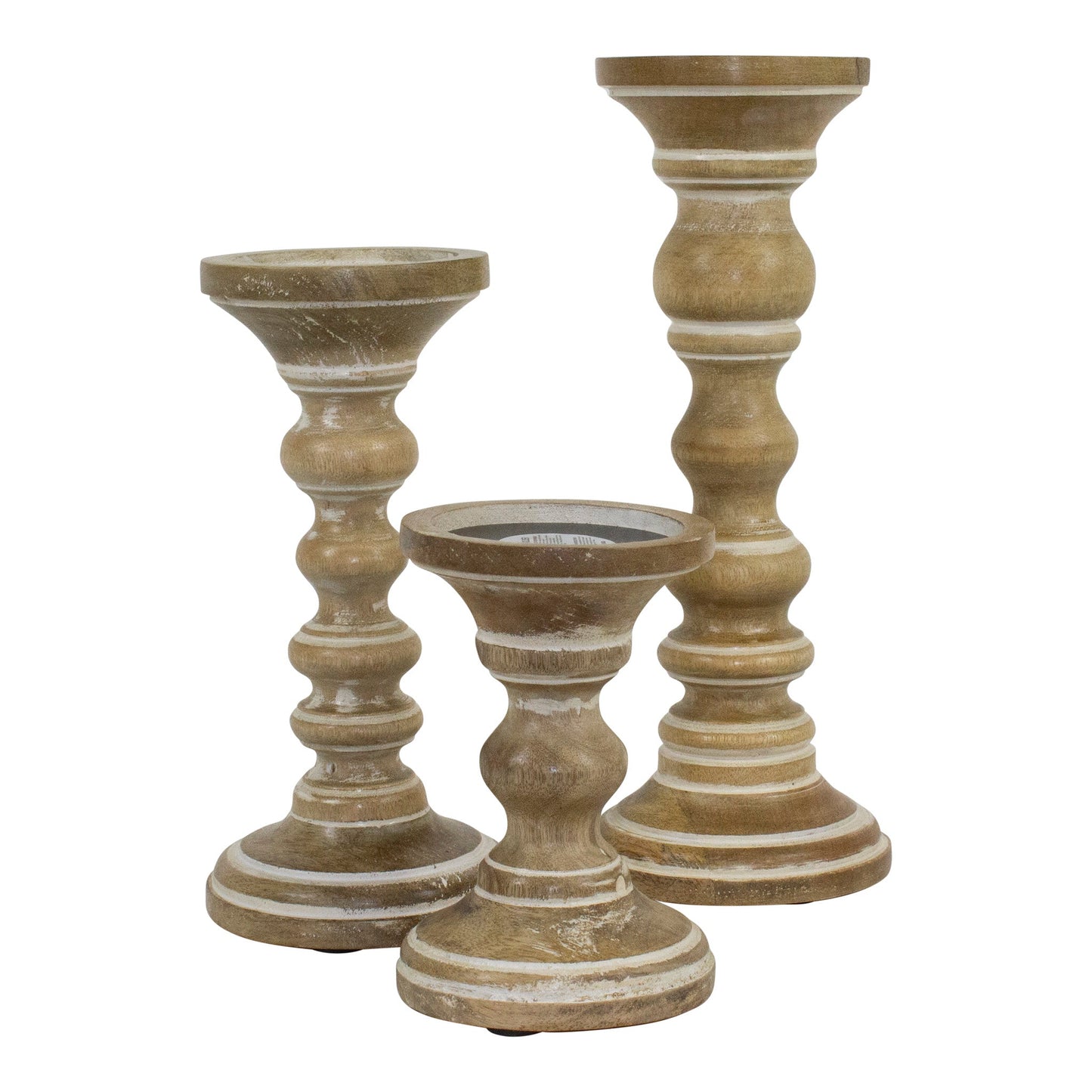 Willow Rustic White Pillar Candleholder Set