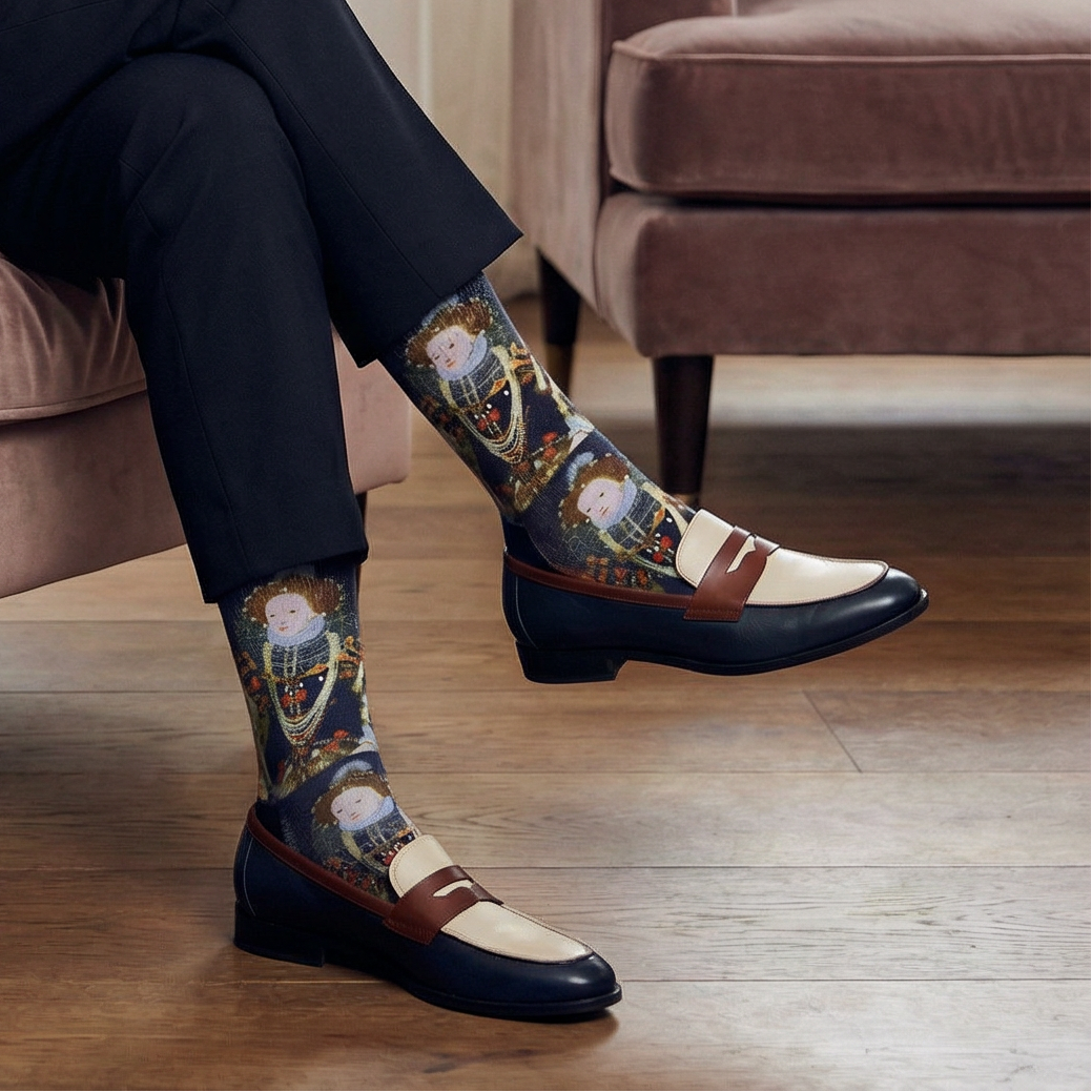 Women's Queen Elizabeth I Socks | Historic Portrait Novelty Crew Socks