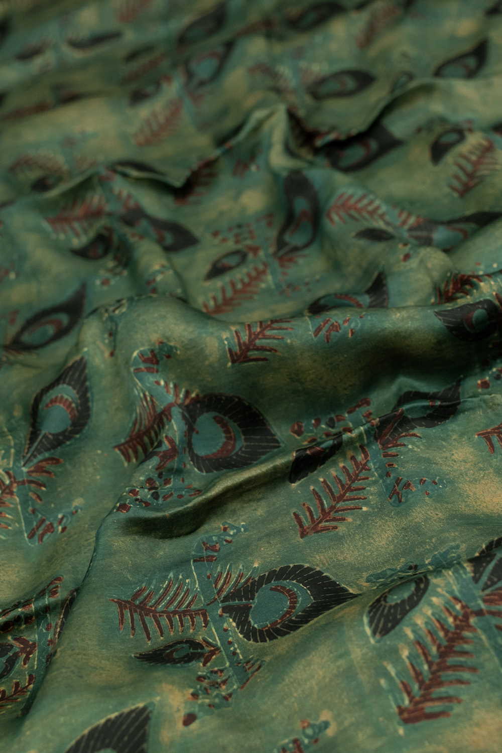 Block-Print Modal & Silk Crinkle Crop Blouse