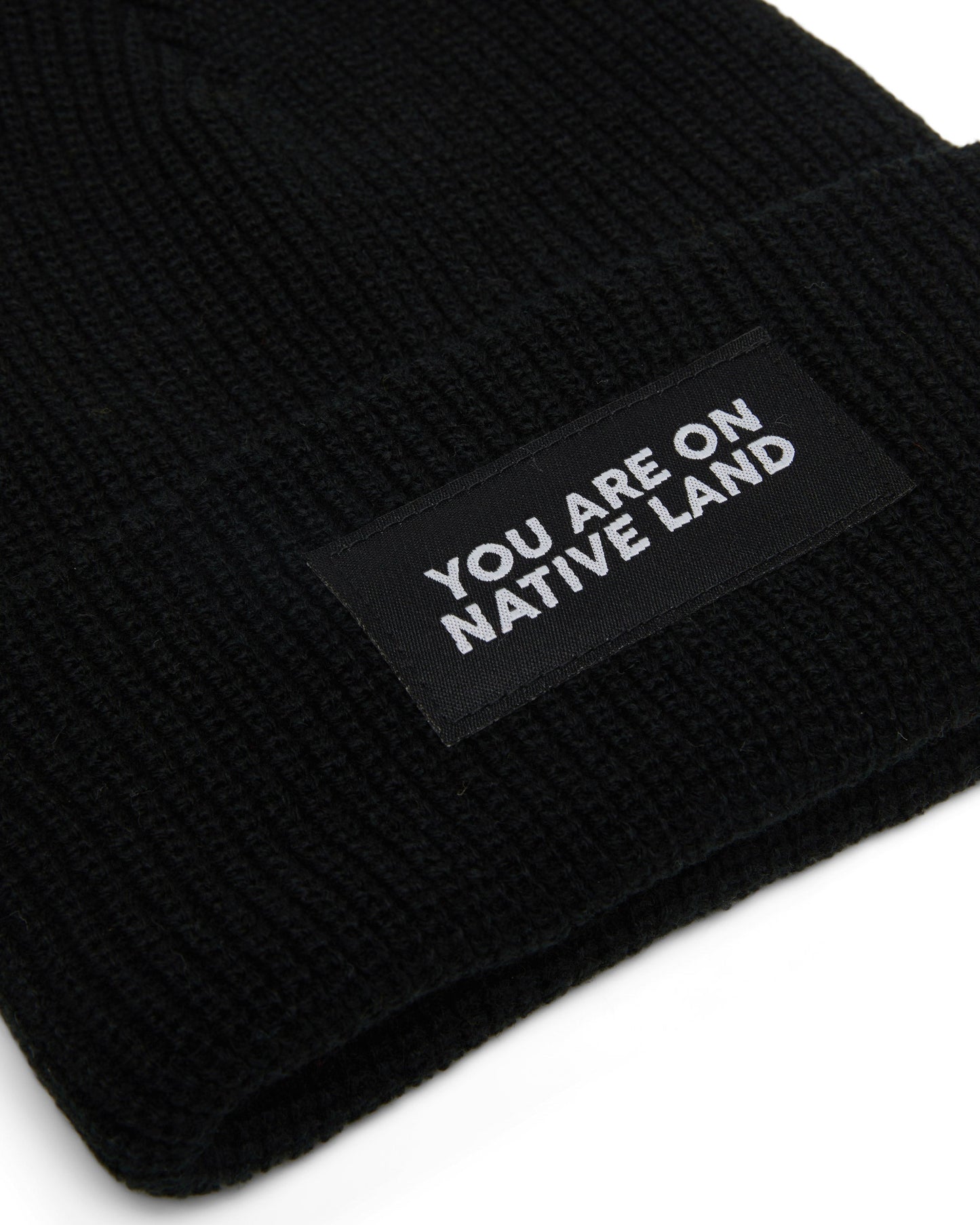 'YOU ARE ON NATIVE LAND' RIBBED BEANIE - Osadia Concept Store