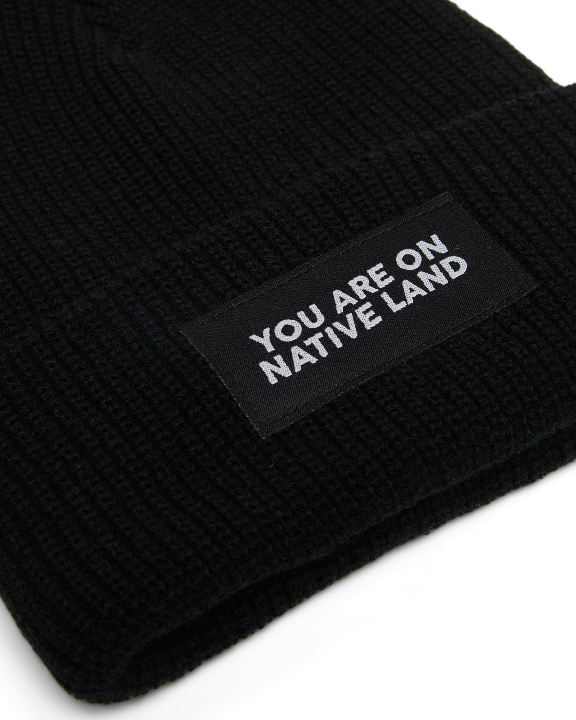 'YOU ARE ON NATIVE LAND' RIBBED BEANIE - Osadia Concept Store