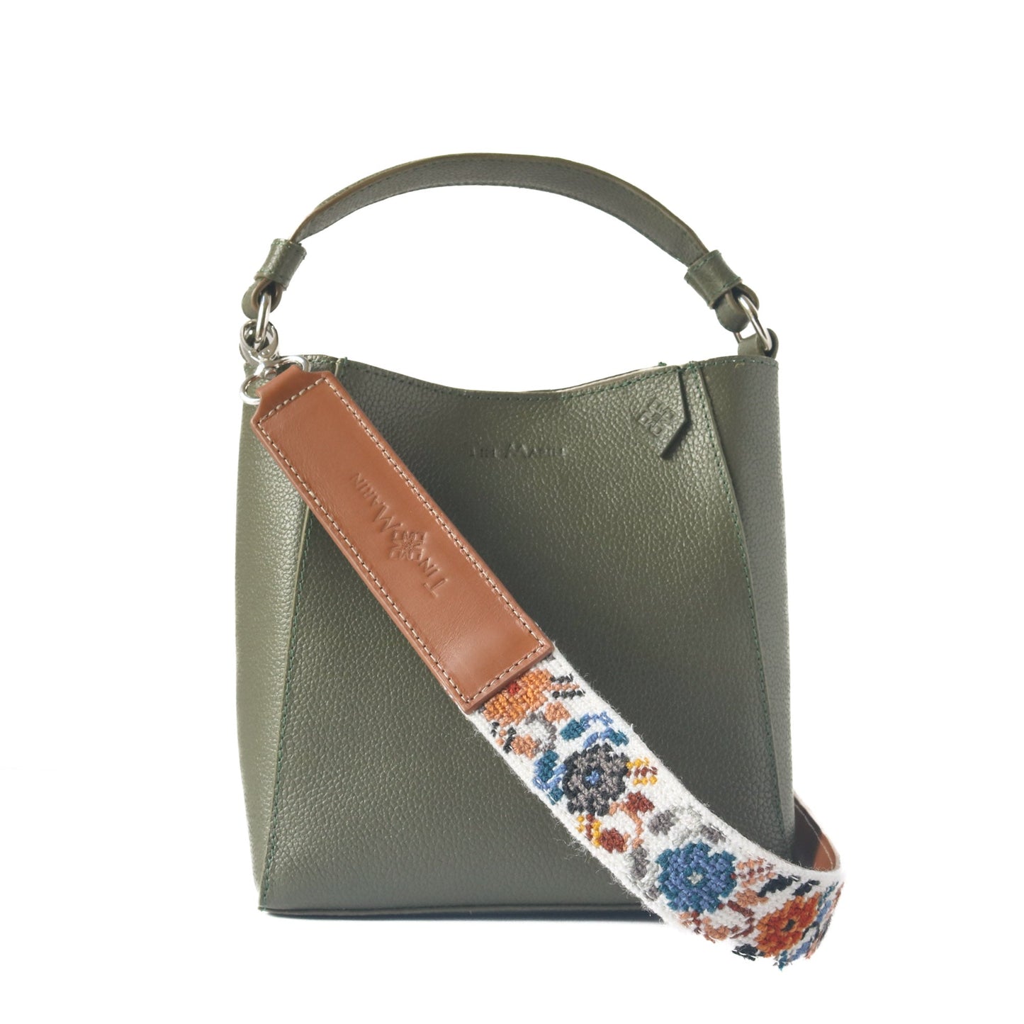 Mai Woven Bag Strap - Flowers with Leather