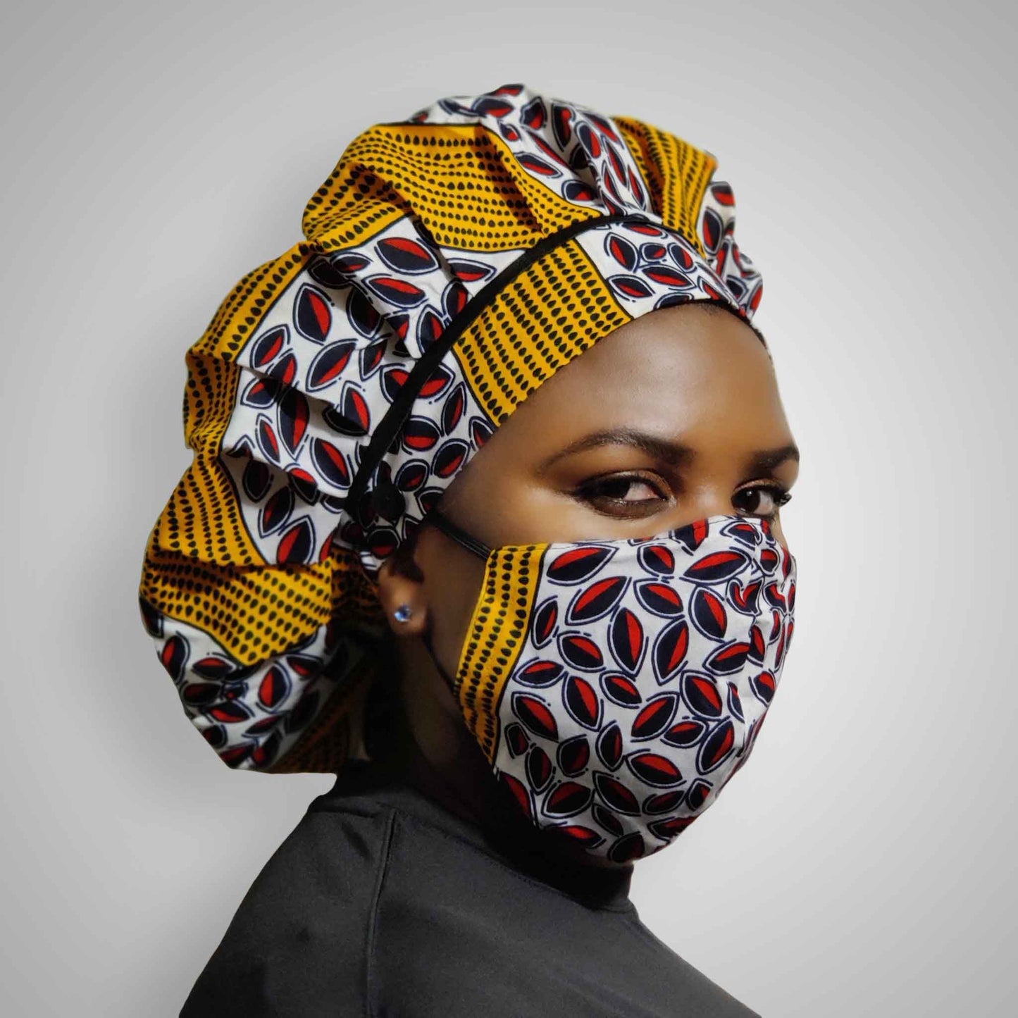 Kente Bonnet & Face Mask (Yellow)