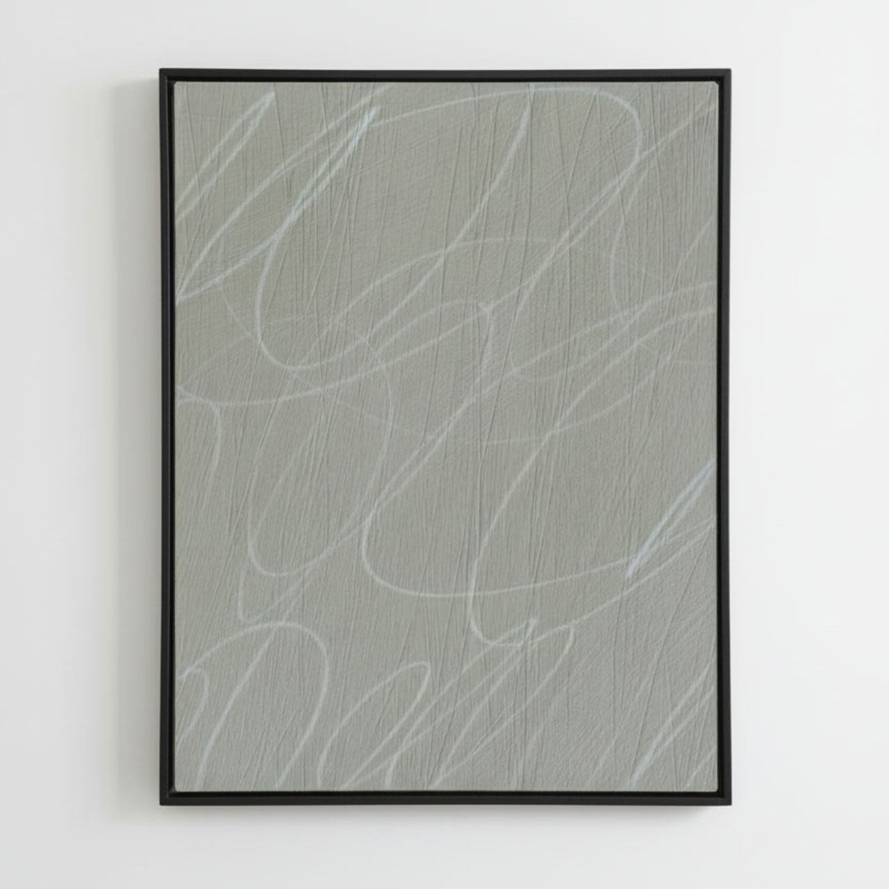 Gestural Marks in Fog Framed Canvas Wall Art