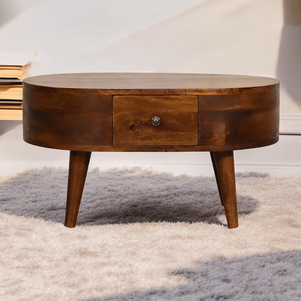 Solid Wood Mini Chestnut Rounded Coffee Table