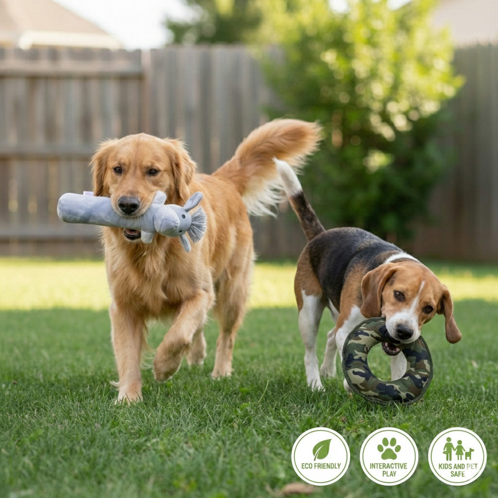 Dog Toy Set – Cotton Canvas – No Microplastics – Camo Disk & Labby-Dosk & Labby-Do