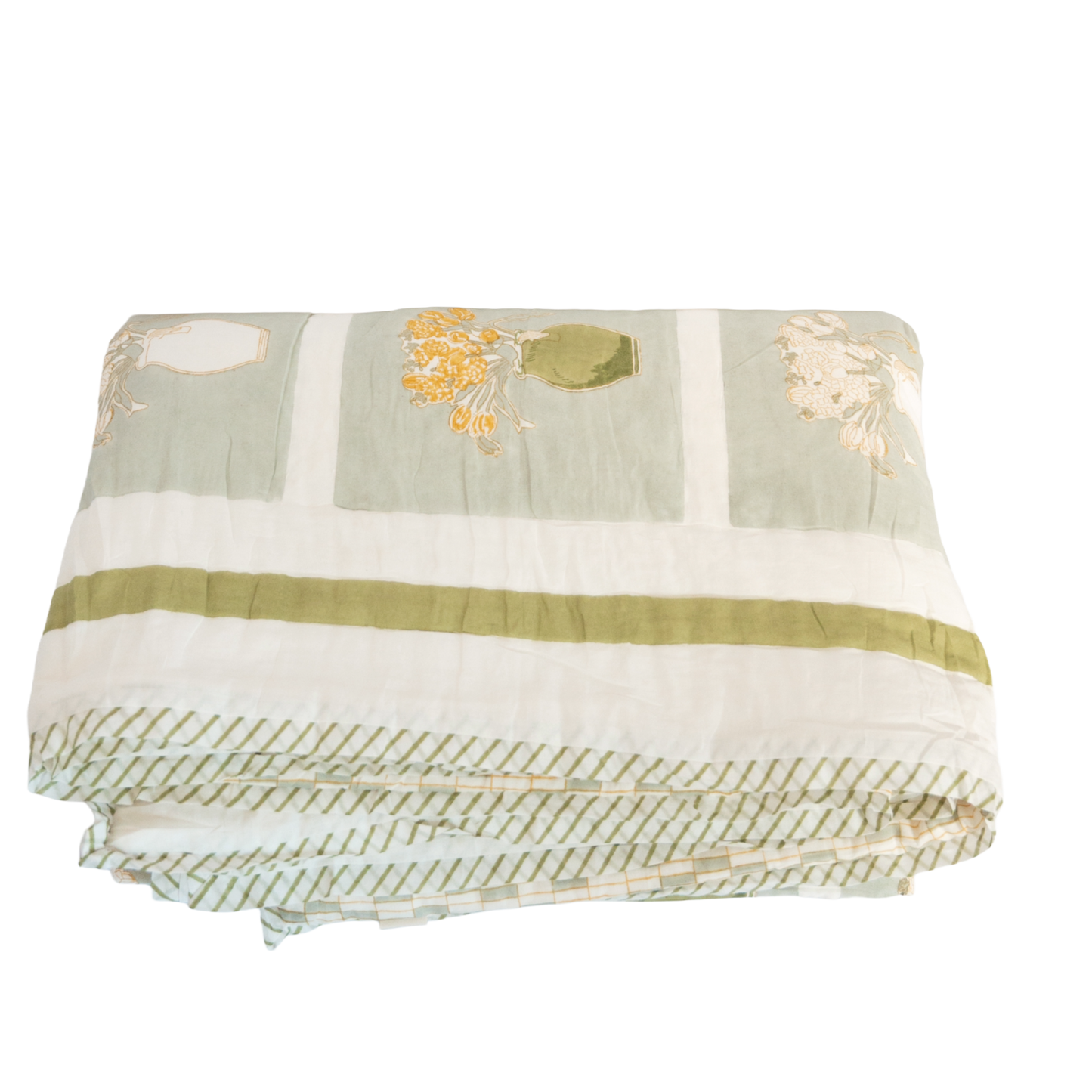 The Mona's Garden - Hand Block Printed Reversible Quilted Throw
