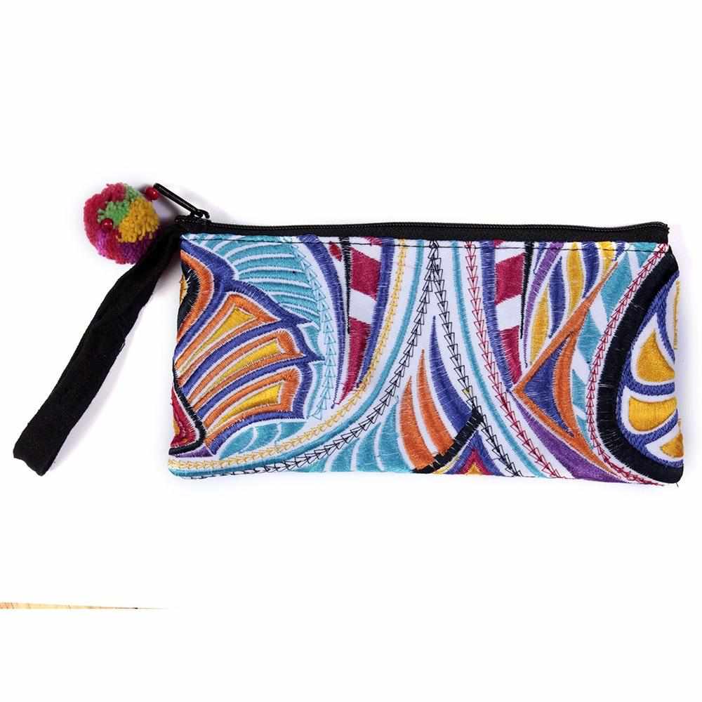 Hmong Embroidered Rectangle Small Wristlet Assorted - Thailand