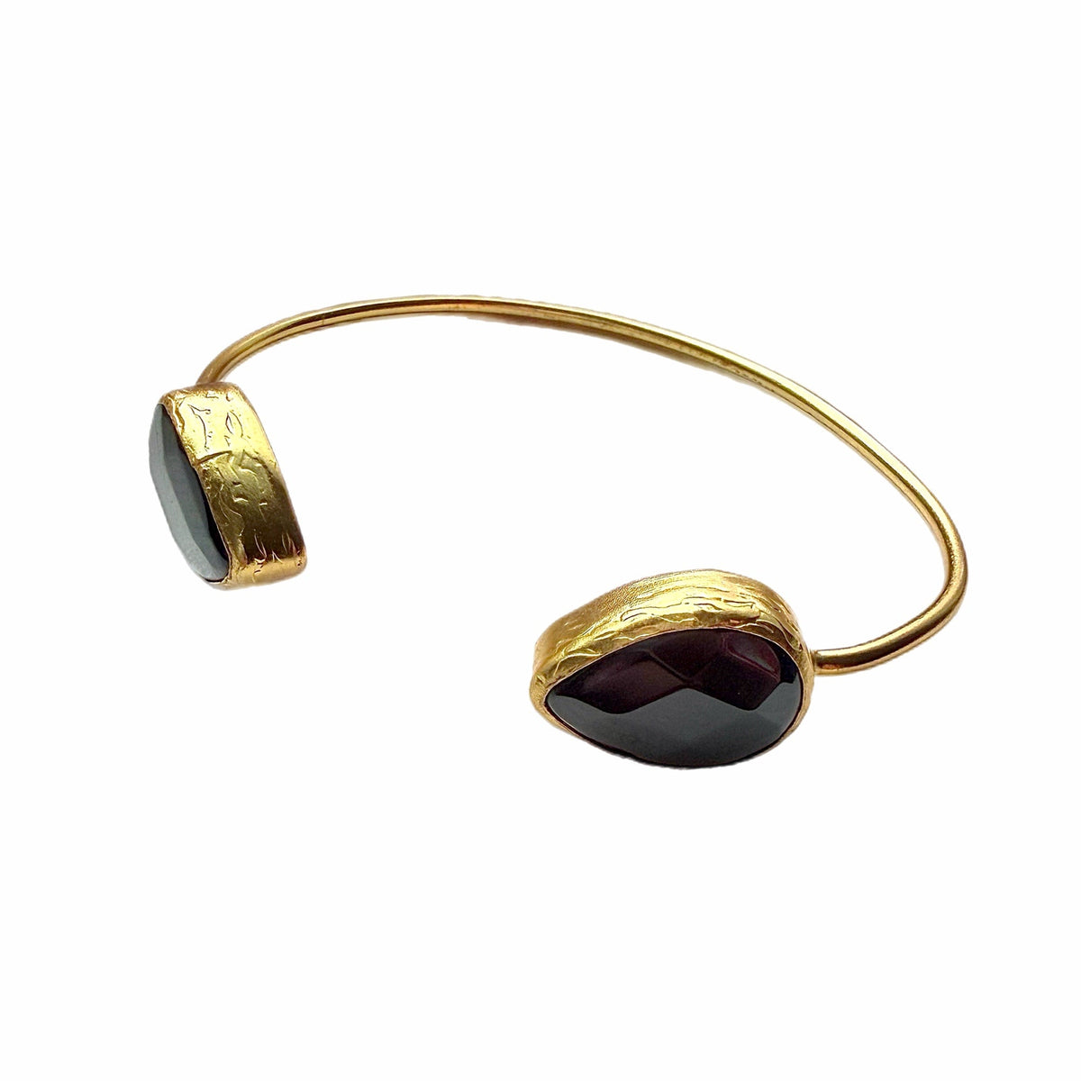 Dina Double Onyx Teardrop Cuff Bangle