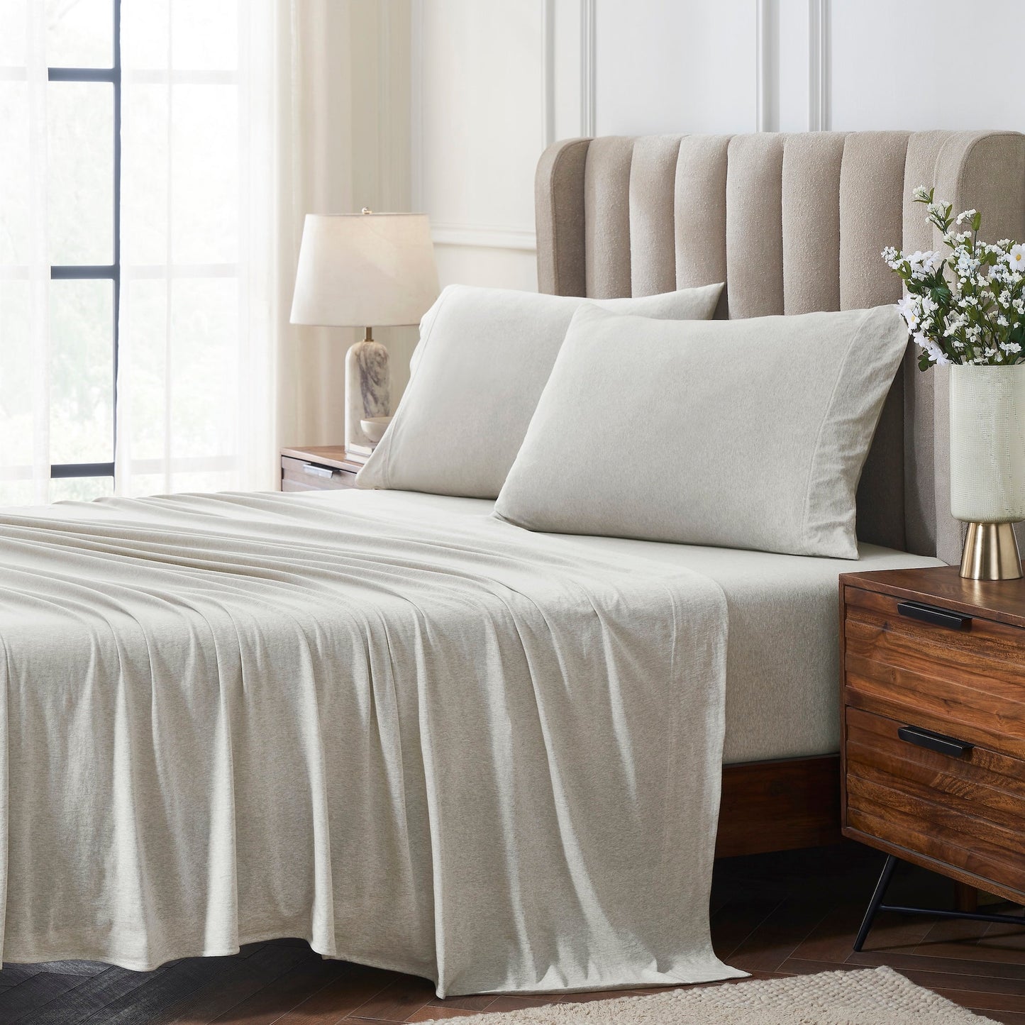 Halston Cotton Melange Jersey Sheet Set