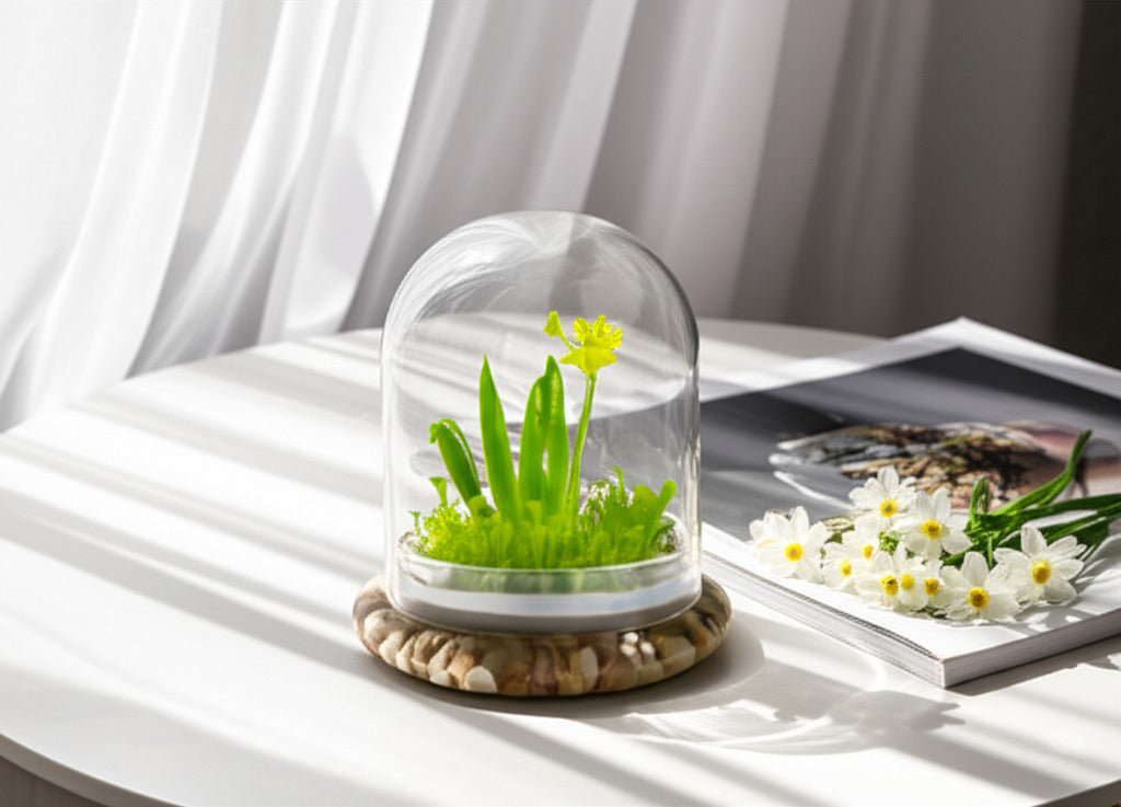 Everlasting Orchid Terrarium with Sundew Moss - Psygmorchis Pusilla – Self growing, Maintenance free, Unique Gift.