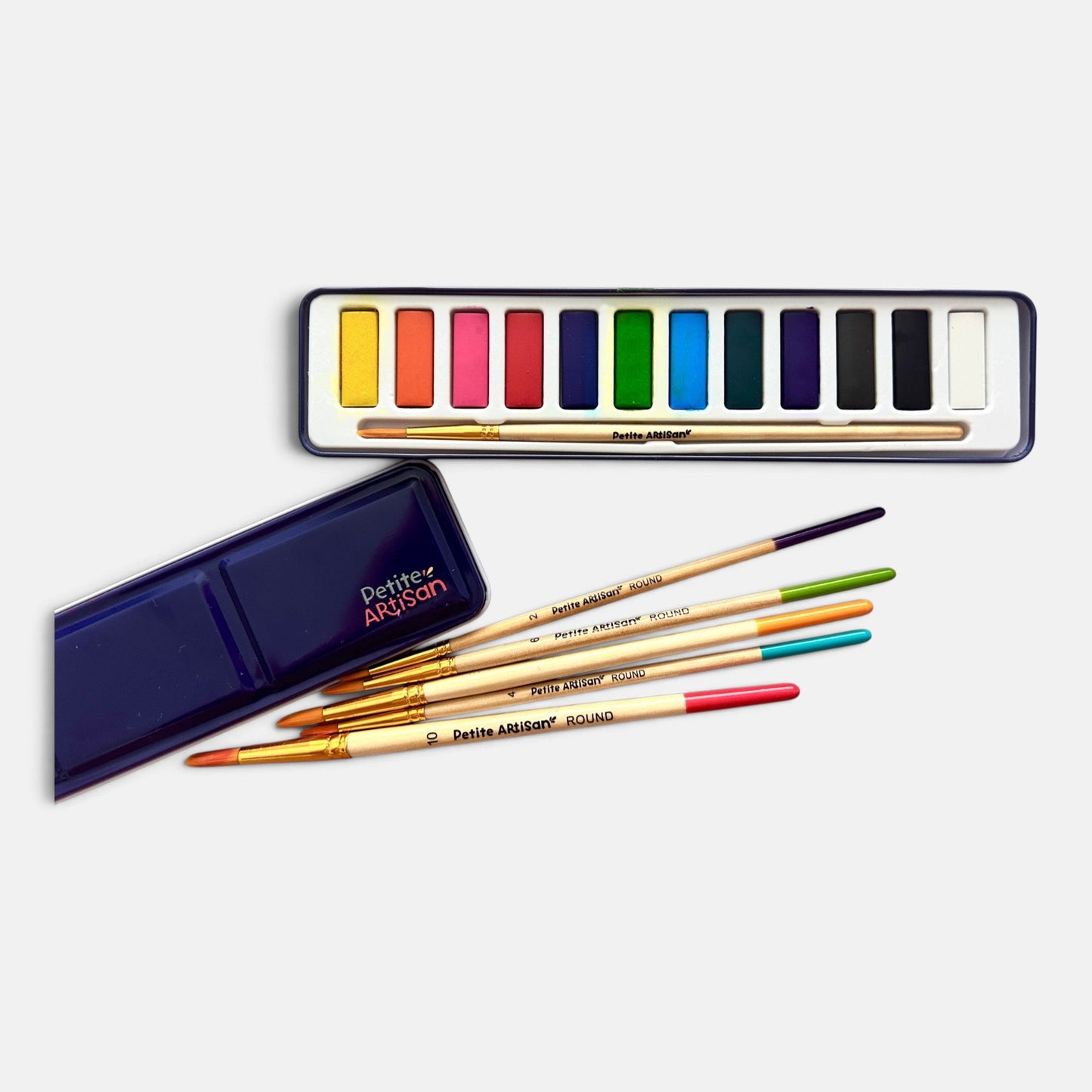 Twelve rich colors in a tin small enough for a backpack