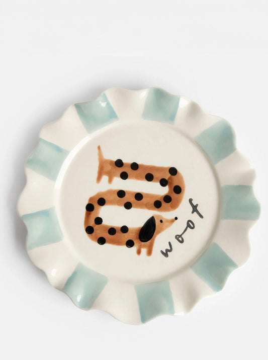 WOOF SAUSAGE DOG PLATE