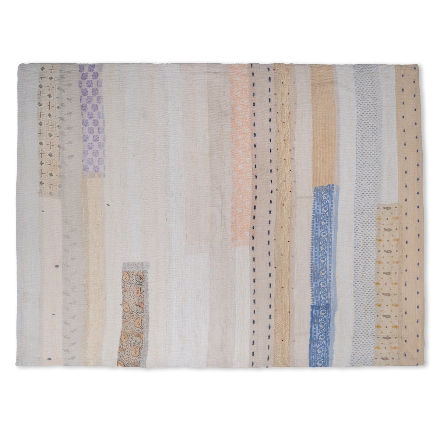 Jewels Stripe Fray Patch Kantha Throw