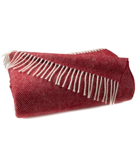 Southampton Home Shetland Lambswool Herringbone Throw (Cherry)