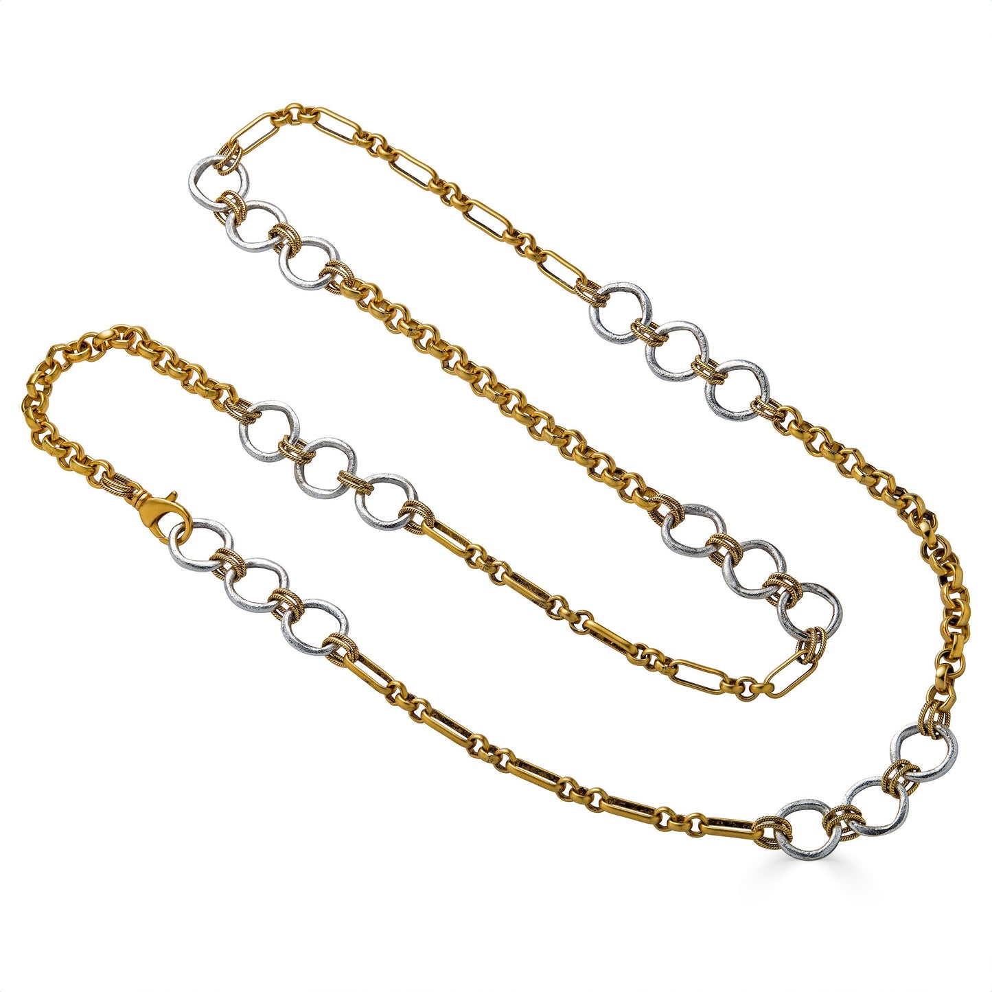 Mixed Metal Long Circle Necklace