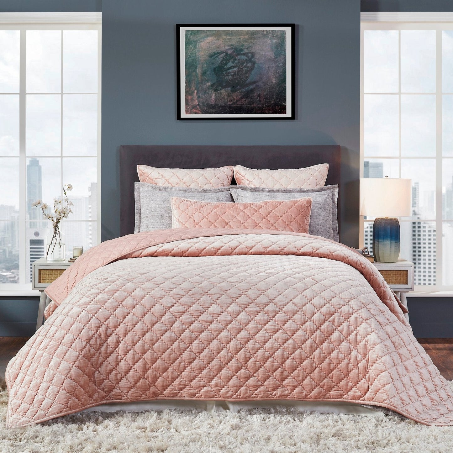 Clermont Diamond Velvet Quilt - Clearance