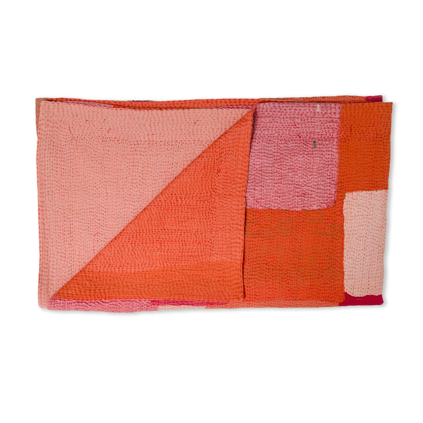 Mosaic Fray Patch Vintage Kantha Throw - Carrots