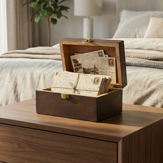 Acacia Wood Classic Keepsake Box with Latch, Urban Walnut