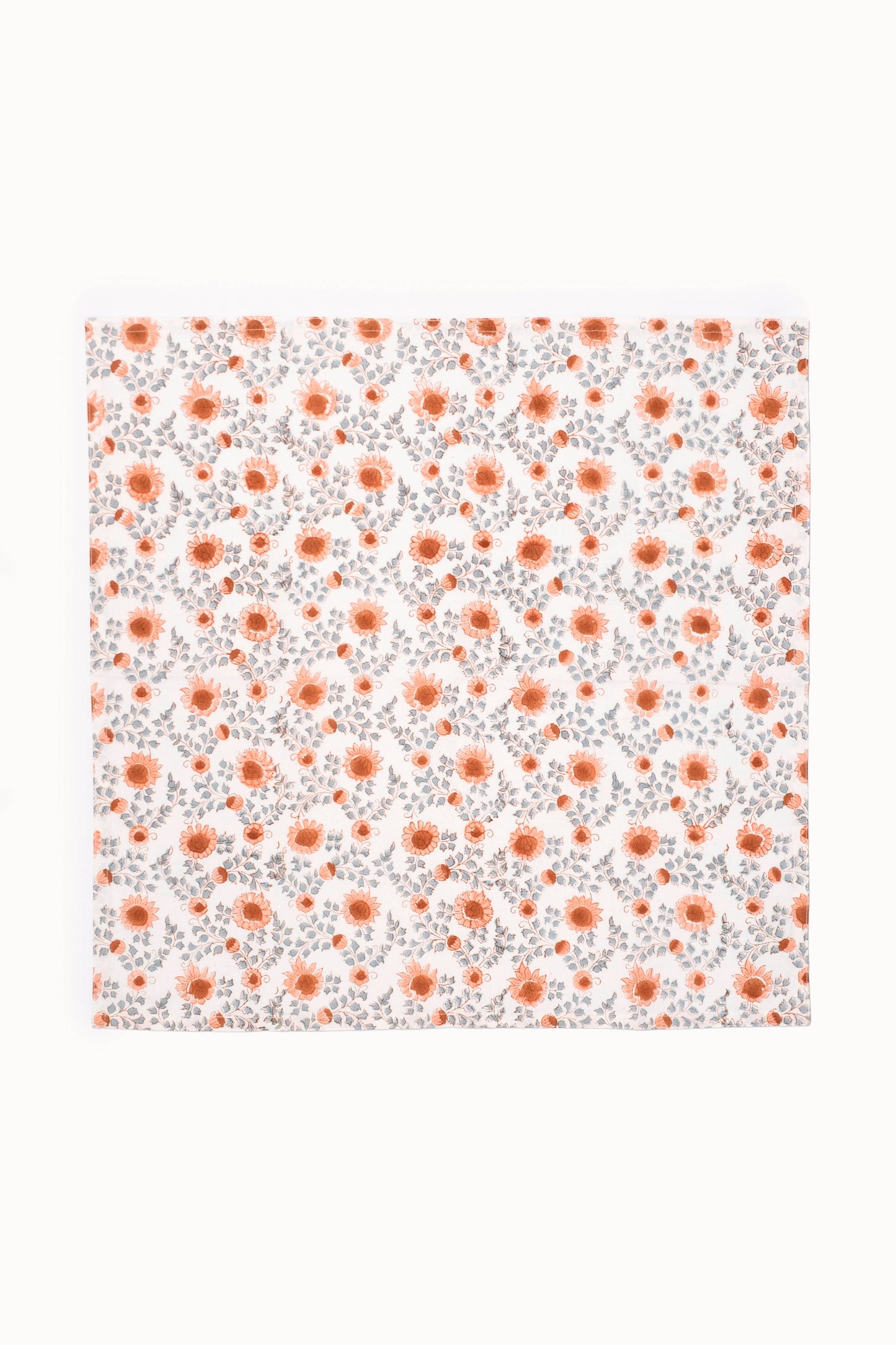 Terracotta Bloom Floral Block Print Napkins (Set of 4)